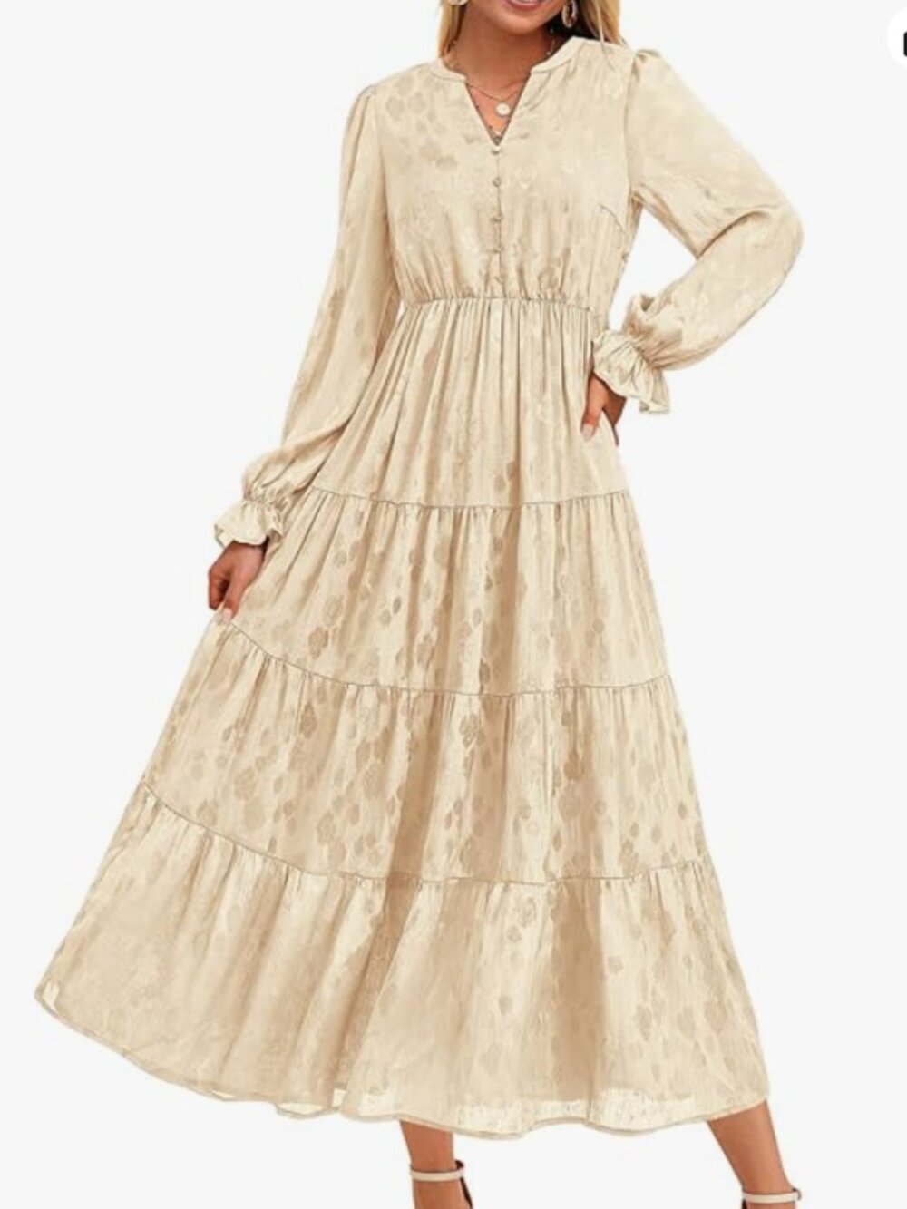 Tiered Long Sleeve Maxi Dress